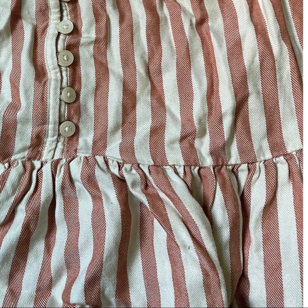 Madewell Courtyard Ruffle-Hem Top Size XXS Striped V-Neck Button Front Blouse - Picture 5 of 7